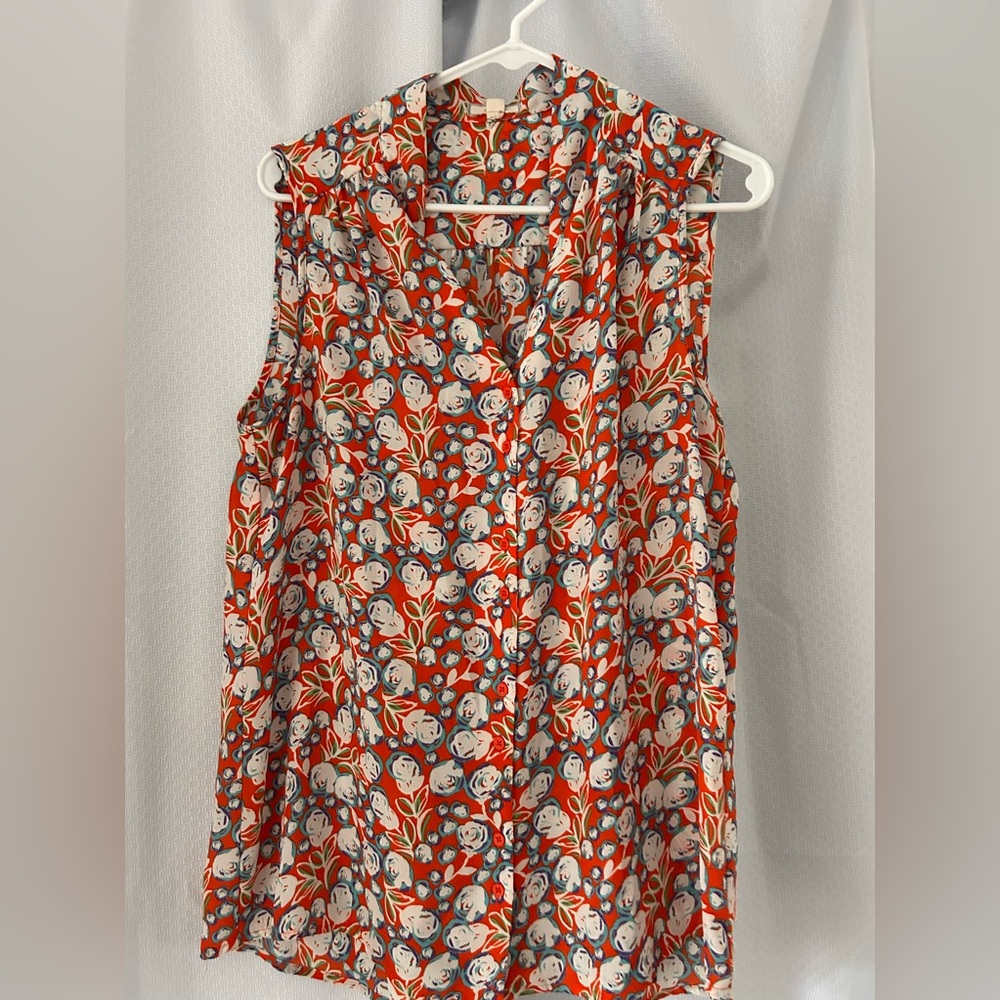 Pleione Floral Blouse - Orange and Blue